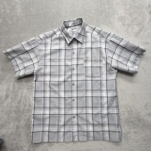 CalTop Men XL Gray Plaid Short Sleeve Button Up Relaxed Fit
